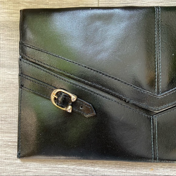 Vintage Black Leather Envelope Purse - Picture 4 of 8